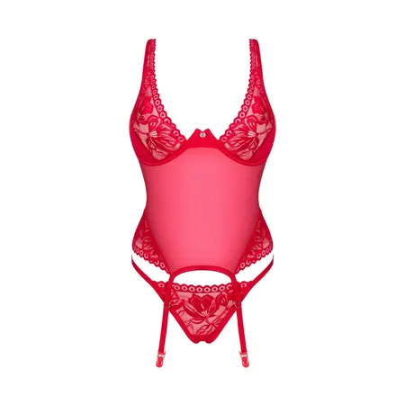 Obsessive Lacelove Red Lace Corset Set XL/2XL Adjustable Fit
