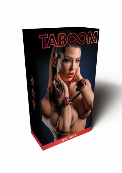 TABOOM Wild Roses Wrist Cuffs Faux Leather with Real Leather Rose