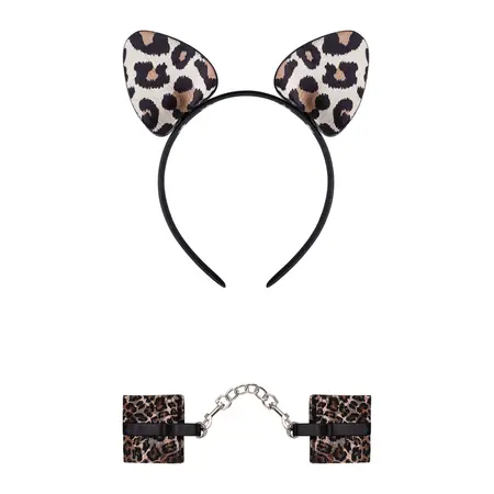 Obsessive Tigerlla Cat Ears & Spotted Handcuffs Set, One Size