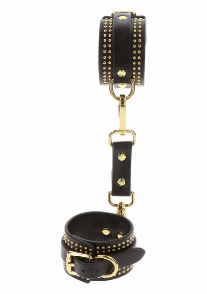 TABOOM Studded Ankle Cuffs Set Black-Gold Adjustable Luxury Design