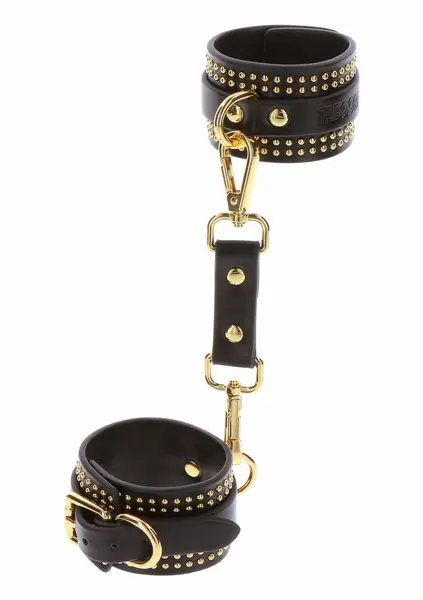 TABOOM Studded Ankle Cuffs Set Black-Gold Adjustable Luxury Design
