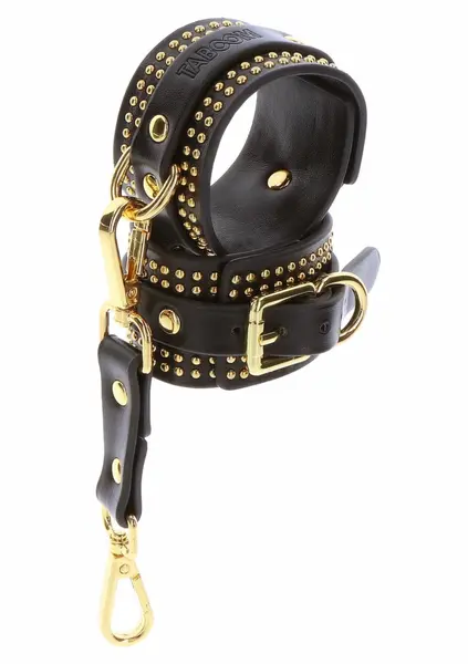 TABOOM Studded Ankle Cuffs Set Black-Gold Adjustable Luxury Design