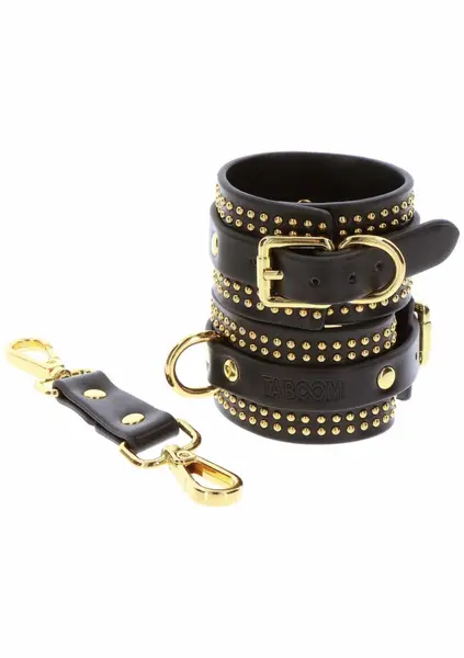 TABOOM Studded Ankle Cuffs Set Black-Gold Adjustable Luxury Design