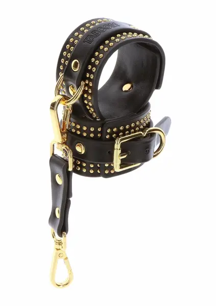 TABOOM Studded Wrist Cuffs Set Black & Gold Adjustable Design