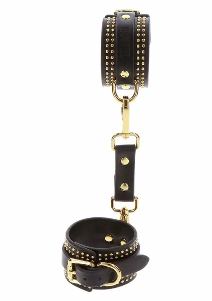 TABOOM Studded Wrist Cuffs Set Black & Gold Adjustable Design