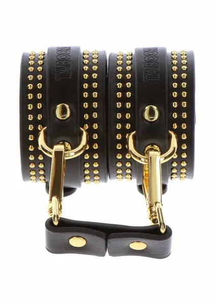 TABOOM Studded Wrist Cuffs Set Black & Gold Adjustable Design