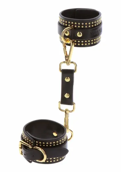 TABOOM Studded Wrist Cuffs Set Black & Gold Adjustable Design