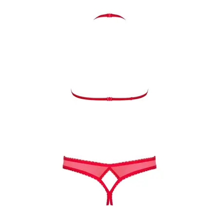 Obsessive 870-SEC-3 Red Lingerie Set L/XL, Lace & Jewel Accents