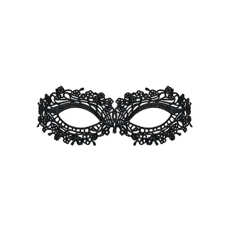 Obsessive A710 Elegant Black Guipure Mask One Size with Satin Ribbon