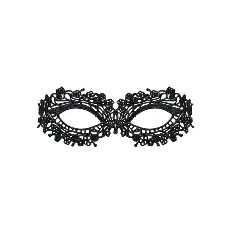 Obsessive A710 Elegant Black Guipure Mask One Size with Satin Ribbon