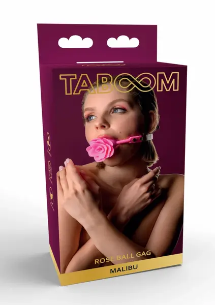 Taboom Malibu Rose Ball Gag Silicone Adjustable Strap Red