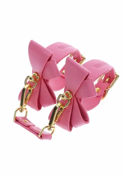 Taboom Malibu Ankle Cuffs Pink Vegan Leather Adjustable Gold Details