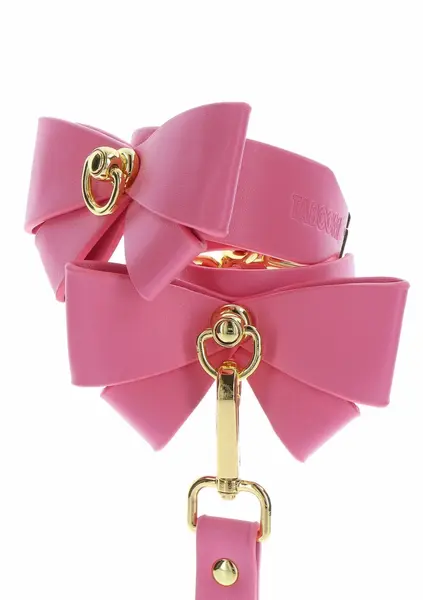 Taboom Malibu Ankle Cuffs Pink Vegan Leather Adjustable Gold Details