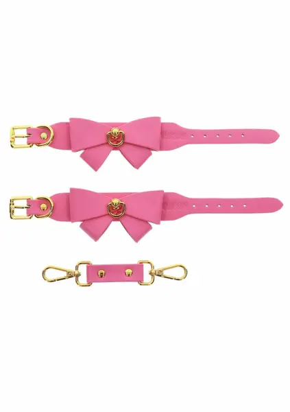 Taboom Malibu Ankle Cuffs Pink Vegan Leather Adjustable Gold Details
