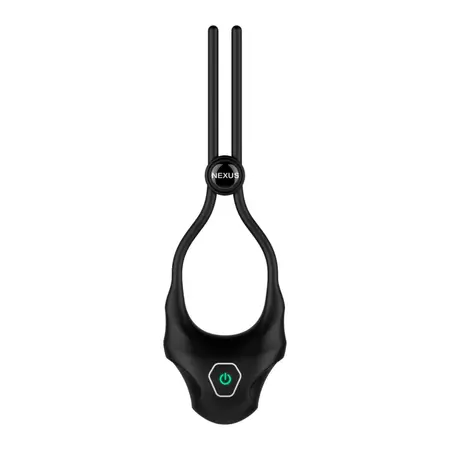 Nexus Forge Adjustable Vibrating Silicone Ring Black USB Rechargeable