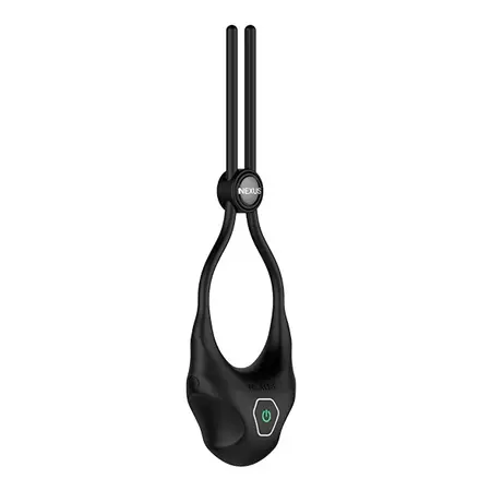 Nexus Forge Adjustable Vibrating Silicone Ring Black USB Rechargeable