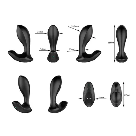 Nexus Duo Plug Remote Control Silicone System Small Black 98mm