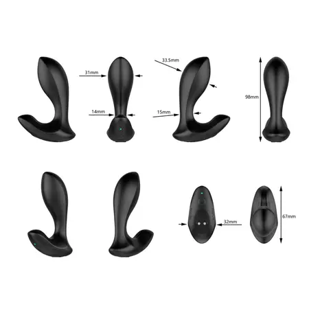 Nexus Duo Plug Remote Control Silicone System Small Black 98mm