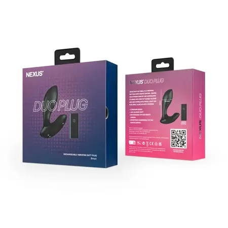 Nexus Duo Plug Remote Control Silicone System Small Black 98mm