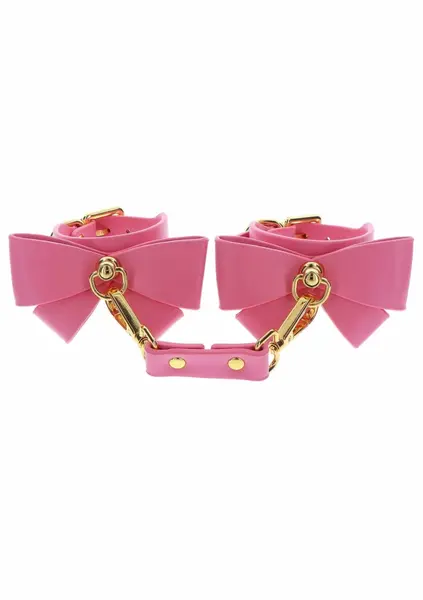 Taboom Malibu Wrist Cuffs Pink Vegan Leather Adjustable Gold Details