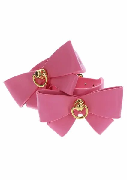 Taboom Malibu Wrist Cuffs Pink Vegan Leather Adjustable Gold Details