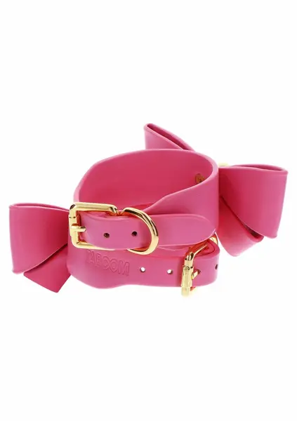 Taboom Malibu Wrist Cuffs Pink Vegan Leather Adjustable Gold Details