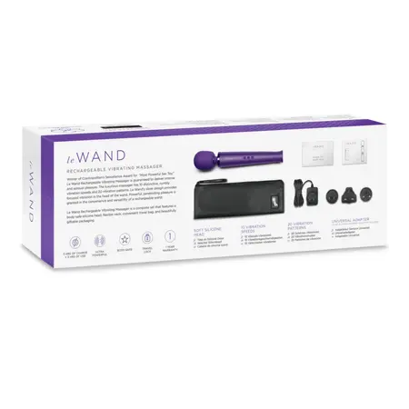 Le Wand Massager Rechargeable Purple - 10 Speeds, 20 Patterns, Flexible Head