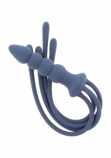 TABOOM Silicone Whip & Plug - 4-Tail Silicone Whip with Beaded Handle