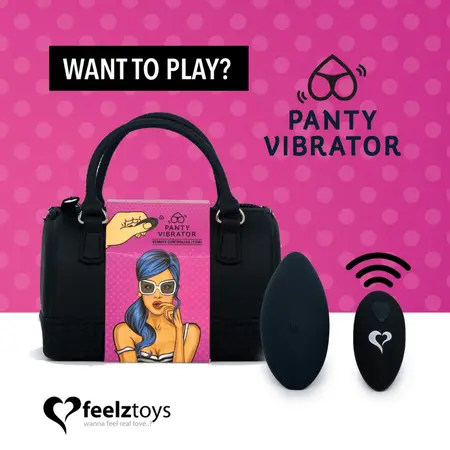 FeelzToys Panty Vibe Black - Remote Control Wearable Model, 100% Silicone