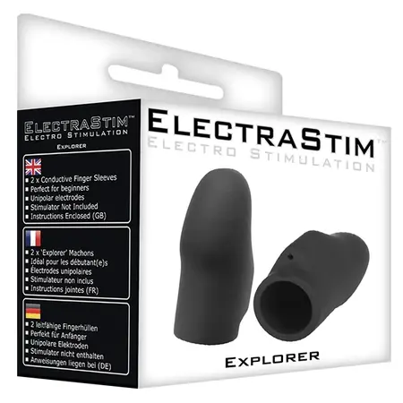 ElectraStim Silicone Noir Explorer Dual Electro Finger Sleeves Black