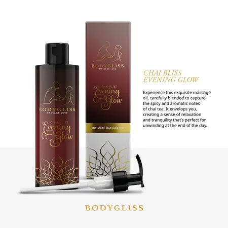 BodyGliss Chai Bliss Evening Glow Massage Oil - Silky Long-Lasting Formula 100ml