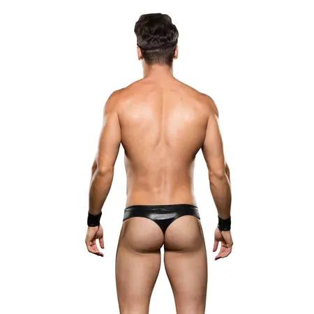 Envy Biker 3-Piece Costume Set L/XL - Bottoms, Cuffs & Hat Black