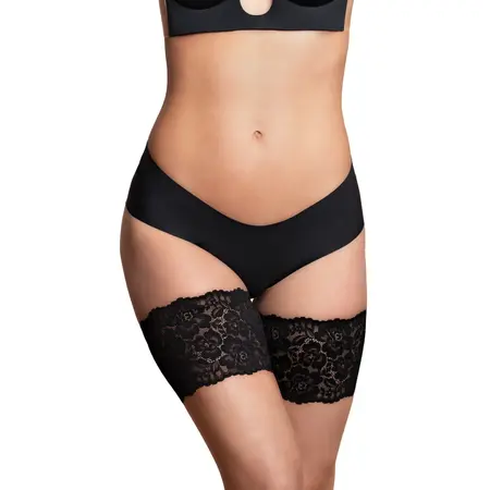 Bye Bra Thigh Bands Lace Black L - Seamless Anti-Friction Comfort