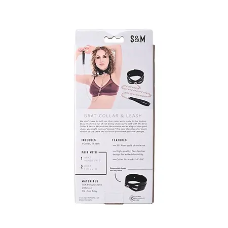 Sportsheets Brat Collar & Leash Set with Rose Gold Chain, Adjustable