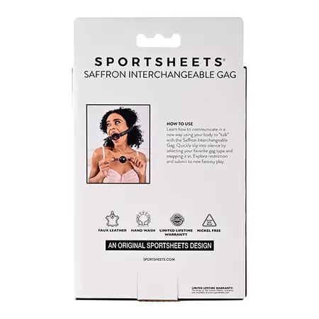 Sportsheets Saffron Adjustable Vegan Leather Gag Set Black/Red