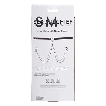 Sportsheets S&M Amor Adjustable Collar with Decorative Jewelry - Black