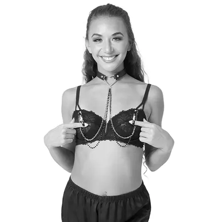 Sportsheets S&M Amor Adjustable Collar with Decorative Jewelry - Black
