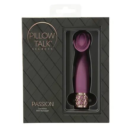 Pillow Talk Secrets Passion Mini Wand Massager Wine Silicone USB