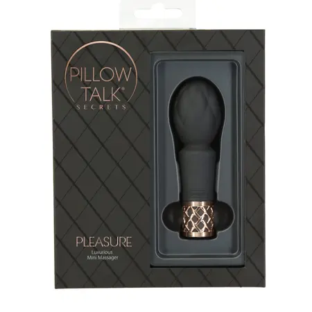 Pillow Talk Secrets Pleasure Wand Black - Compact Flexible Massager
