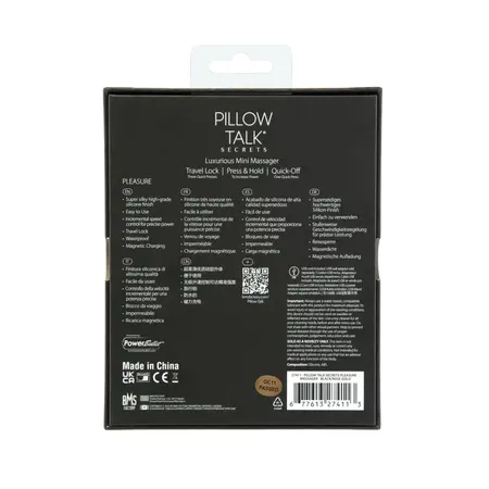 Pillow Talk Secrets Pleasure Wand Black - Compact Flexible Massager
