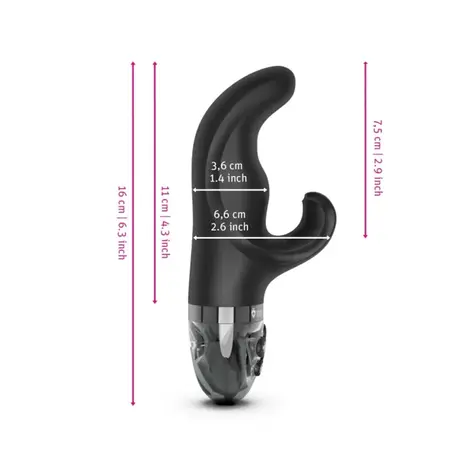 Mystim Hop Hop Bob eStim Black - Dual-Function Vibrator, 16.5 cm