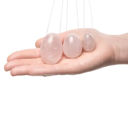La Gemmes Yoni Egg Set Rose Quartz - 3 Sizes, Natural Gemstone, Pink