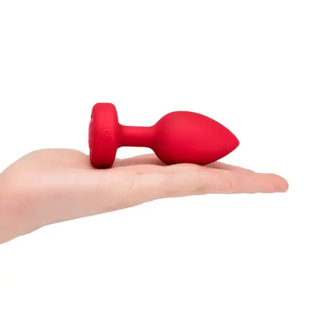 b-Vibe Heart Vibrating Remote Plug M/L Red - 15 Modes, Silicone, USB