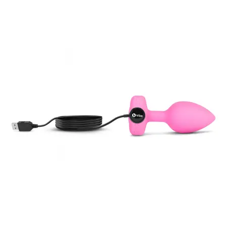 b-Vibe Vibrating Heart Plug S/M Pink - Remote Control, 15 Modes