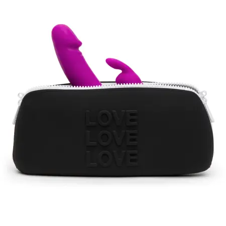 Happy Rabbit LOVE Storage Zip Bag Medium Black - Secure Silicone Case