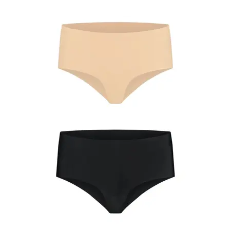 Bye Bra Invisible High Brief 2-Pack Cotton Gusset Nude & Black XXL