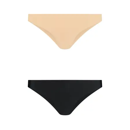 Bye Bra Invisible Brazilian Briefs Nude & Black XL 2-Pack Seamless