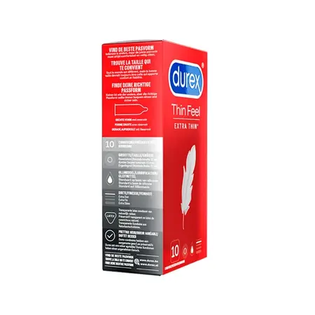 Durex Thin Feel Extra Thin Latex Condoms 10 pcs 56mm Comfort Fit