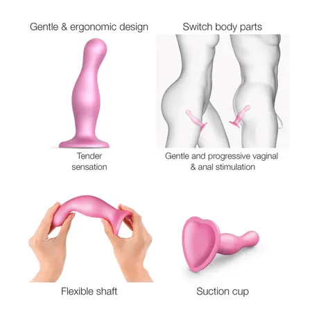 Strap-On-Me Curvy Metallic Sugar Pink L - Silicone Plug System