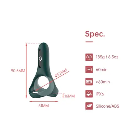 Magic Motion Rise Green - Dual Silicone Intimate Ring, App-Controlled